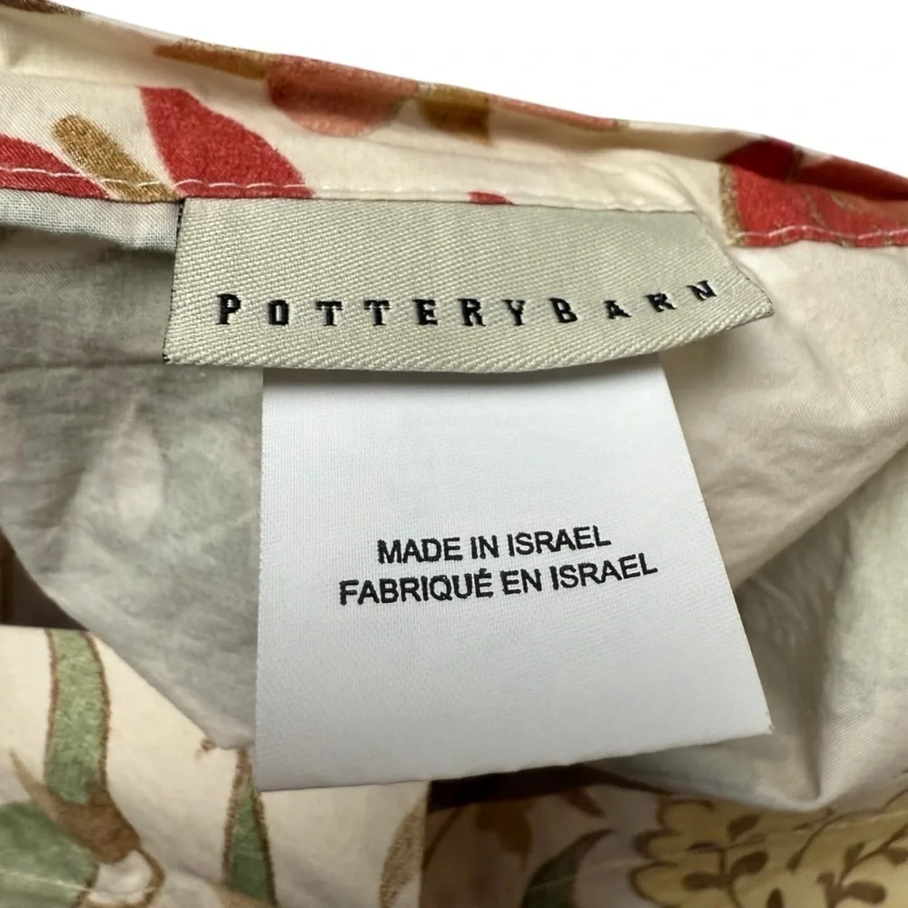 Pottery Barn Sham Courtney Large Floral Cream Sage Gold Red Just One Rare EUC